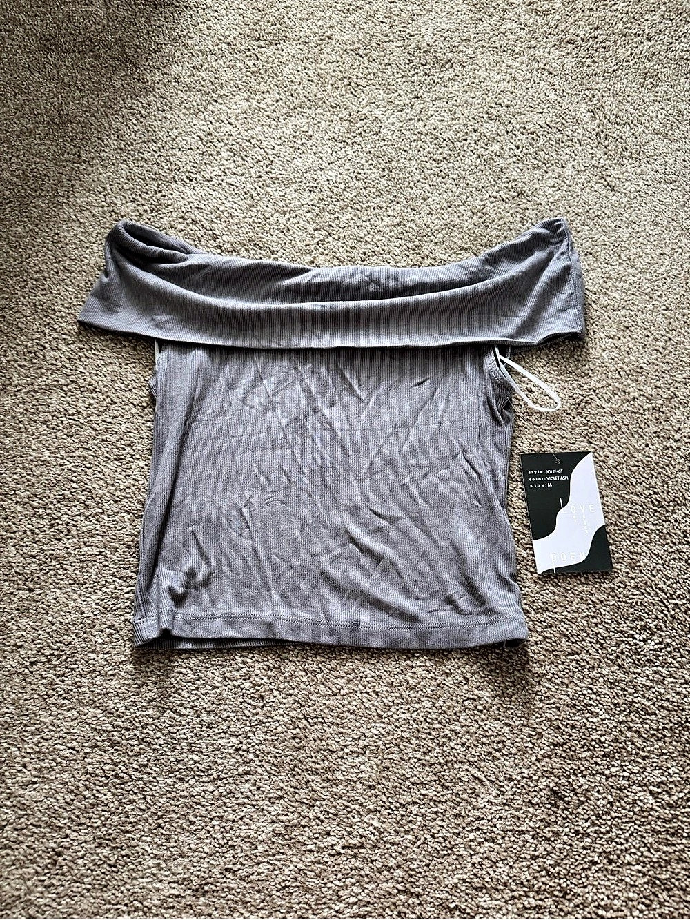 Gray Off-Shoulder Crop Top NWT